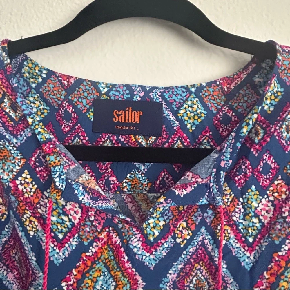 Sailor Colorful Geometric Patterned Blouse - Picture 3 of 6